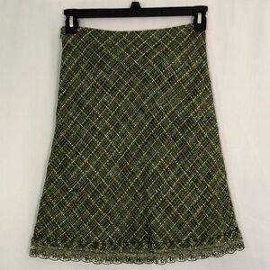 Express Design Studio Women Green Layered Tweed Woven Skirt Size 0